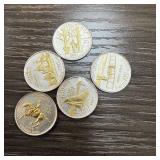 QTY 5 24K GOLD PLATINUM ENHANCED QUARTERS