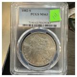 1882-S PCGS GRADED MS63 MORGAN SILVER DOLLAR