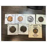 3PC INDIAN HEAD PENNY CENT / 2 WHEATS
