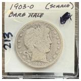 1903-O BARBER SILVER HALF DOLLAR SCARCE