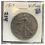 1917 WALKING LIBERTY SILVER HALF DOLLAR