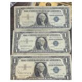 1957 A&B 3PC $1 SILVER CERTIFICATES CURRENCY NOTES