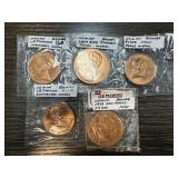 5PC BRONZE COINS / TOKENS MEDALS