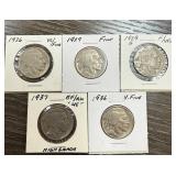 LOT OF 5 BUFFALO NICKELS