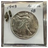 1943 WALKING LIBERTY SILVER HALF DOLLAR