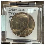 24K GOLD PLATED JFK HALF DOLLAR 1983