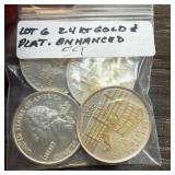 LOT OF 6 24K GOLD PLAT ENHANCED STATE QUARTERS