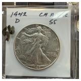 1942-D WALKING LIBERTY SILVER HALF DOLLAR BETTER