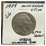1929 BUFFALO NICKEL STRONG CLASHED DIES