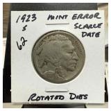 1923-S BUFFALO NICKEL ROTATED DIES SCARCE DATE