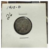 1912-D BARBER SILVER DIME