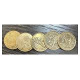 5 PC GOLD PLATED QUARTERS