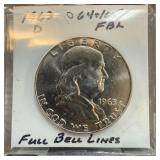 1963-D FRANKLIN SILVER HALF DOLLAR FBL