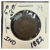 1882 INDIANA PENNY CENT