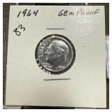 1964 GEM PROOF ROOSEVELT SILVER DIME
