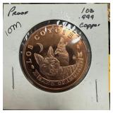 1 OZ COPPER BULLION ROUND LOS COYOTE