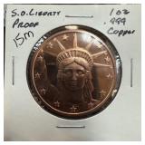1 OZ COPPER BULLION ROUND LIBERTY PROOF