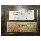 1884 / 1886 LOUISIANA 7.5 CENTS BANKNOTES