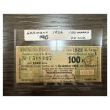 1922 GERMANY 100 MARKS HIGH GRADE CURRENCY NOTE