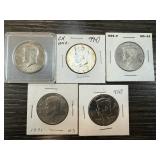 5PC HIGH GRADE JFK HALF DOLLARS