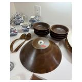 LARGE WOOD SALAD BOWL SET
