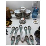 ASIAN SOUP BOWLS & SPOONS SET