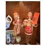 PAIR OF VTG WOOD RUSSIAN FOLK ART FIGURINES