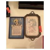ANTIQUE 1920S PRINT & ORIGINAL DRAWING