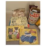 VINTAGE PLAYSKOOL WOOD PUZZLES & TINKER TOYS