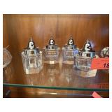 4 PC CRYSTAL SALT PEPPER SHAKERS
