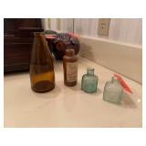 4PC VINTAGE BOTTLES 1 STONEWARE J FIELD