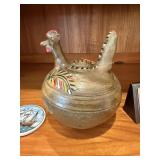 LARGE HANDMADE POTTERY CHICKEN COIN BANK