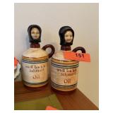 2 PC PENNSBURY FIGURAL POTTERY OIL BOTTLES