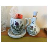 POTTERY MUG / OIL CRUET ETC BY BUCHAN POTTERY