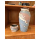 NILOAK POTTERY VASE & SMALL BOWL
