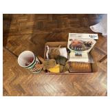 BOX OF MISC UNDER CARD TABLE