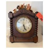 ANTIQUE OAK MANTEL CLOCK WORKS