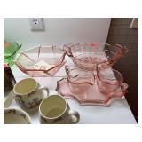 LOOT OF MIXED PINK DEPRESSION GLASS FOSTORIA