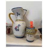 LARGE POTTERY PITCHER & MUG MAVE TALAVERA +