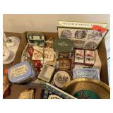 BOX OF MIXED DICKENS ITEMS TINS ETC