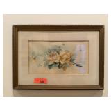VTG ORIGINAL WATERCOLOR PAINTING ROSES UNSIGNED