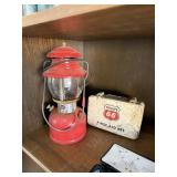 VINTAGE RED LANTERN & NOS PHILLIPS 66 1ST AID KIT