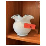 FENTON BLUE BUBBLE OPTIC  GLASS VASE