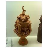 LARGE TERACOTTA POTTERY LIDDED JAR