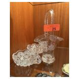 CRYSTAL WEDDING BASKET & 2PC CUT CRYSTAL