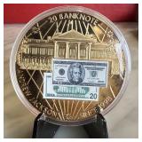 $20 BANKNOTE GOLD PLATED PROOF COIN