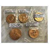 5 PC BRONZE TOKENS / COINS