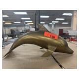 LARGE BRASS DOLPHIN FIGURINE