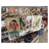 LARGE LOT NEEDLEPOINT TEXTILES CLOWNS CATS MORE