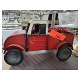RED METAL CHRISTMAS TRUCK FULL OF BELLS